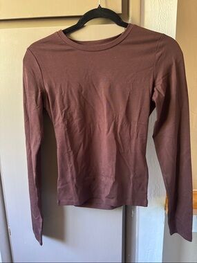 Cotton On Women's Long Sleeve Crewneck Top - Chocolate Brown